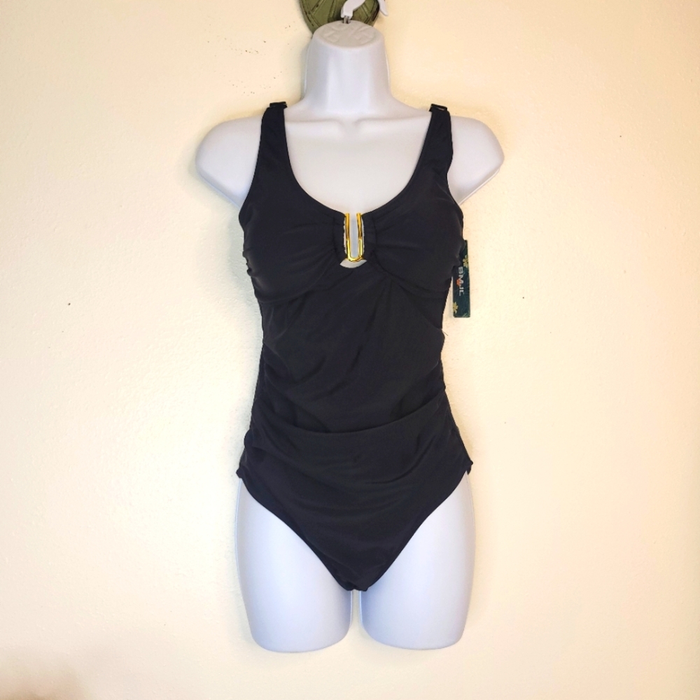 BMJL,Black Swimsuit with Gold Accent
